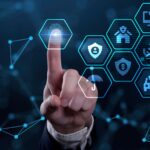 Hand touching digital icons representing insurance coverage options for Amazon Delivery Service Partners (DSP).